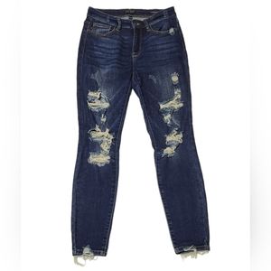 Judy Blue Jeans Womens Size 5/27 Skinny Fit Distressed Blue Denim Pants